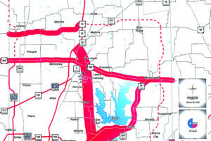 An illustration of where the Limited Access Roadways would be expanded throughout Collin County.